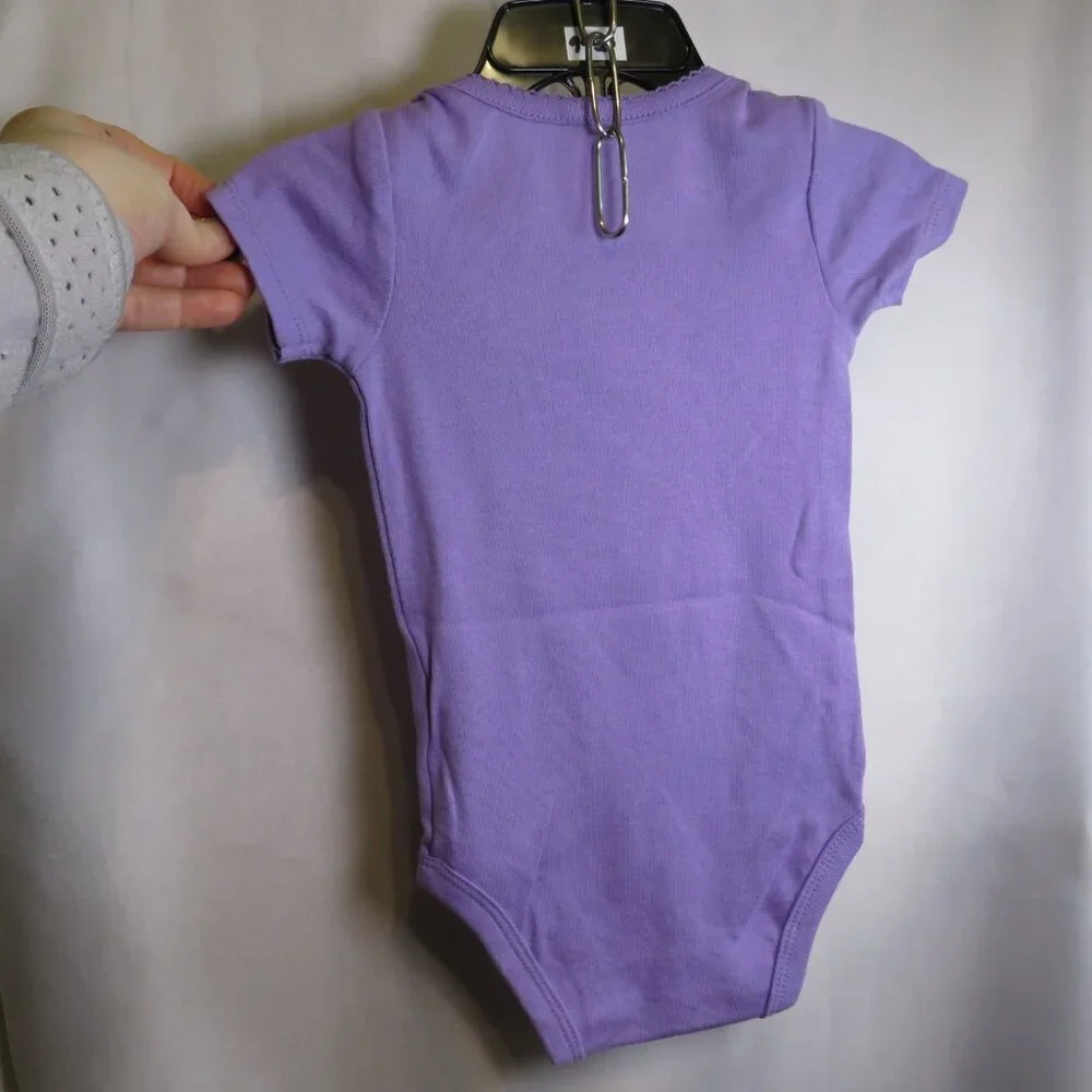 Baby Purple Cupcake embroidered bodysuit 6mts 100% cotton